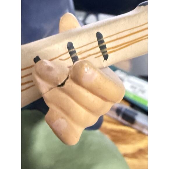 Vtg Hakata Urasaki Dolls Japan Clay Figurine Man Playing Biwa Lute 8" Handpaint - Picture 8 of 8